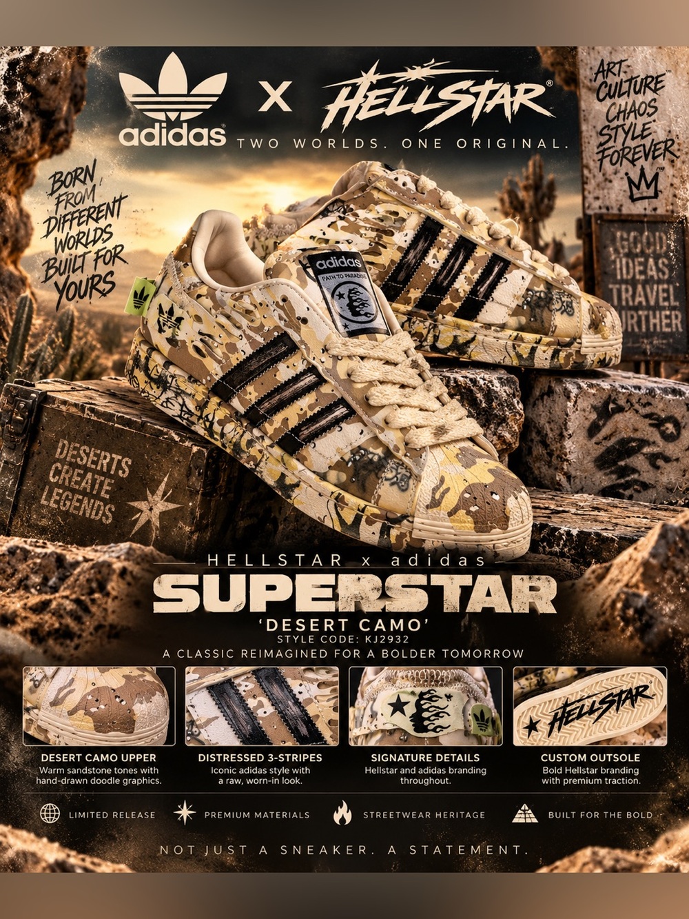 New!🔥Hellstar x adidas Superstar 'Desert Camo'!🔥